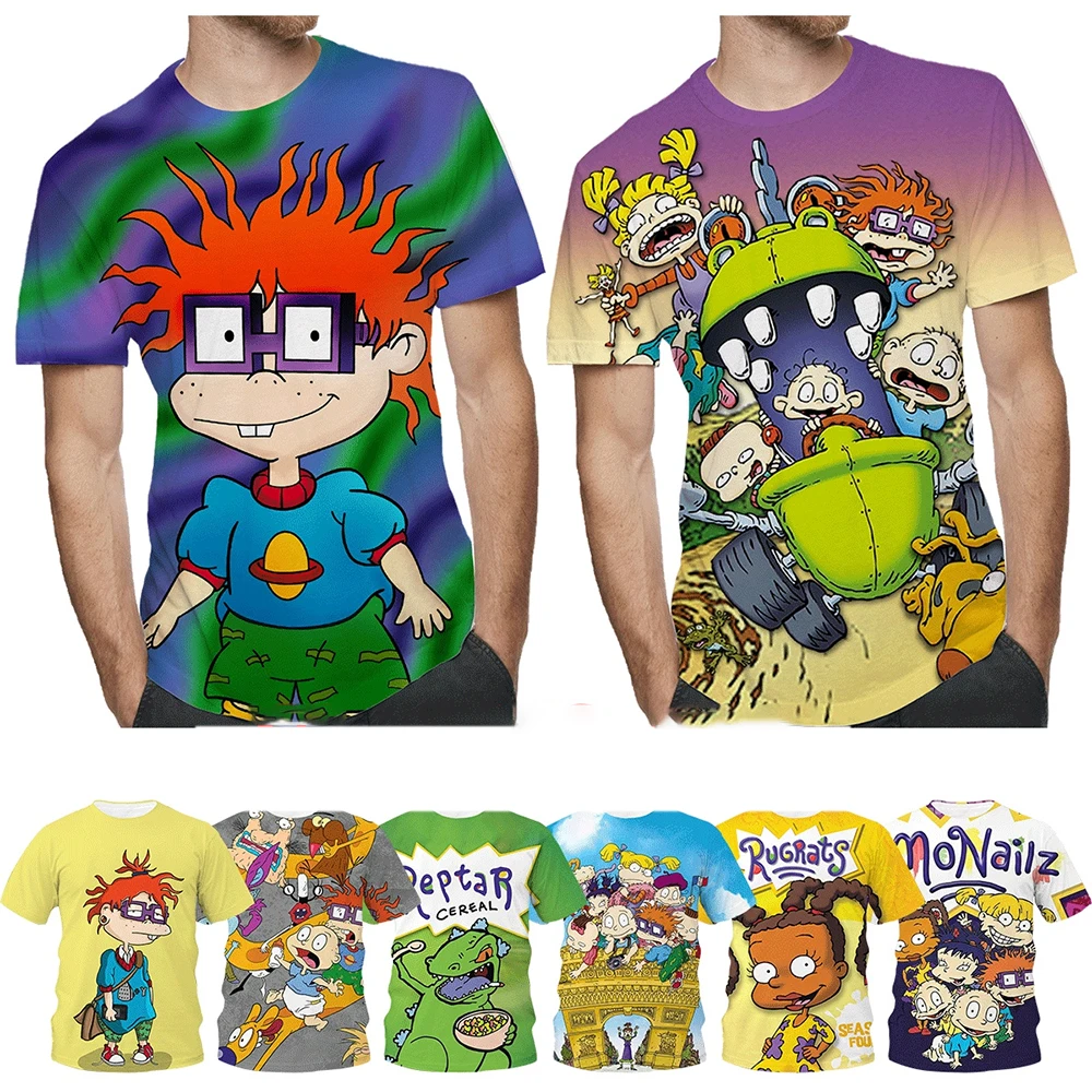 Moda de verano, novedad, creatividad, impresión 3D, impresión de personajes de anime, divertida, informal, cómoda camiseta de manga corta