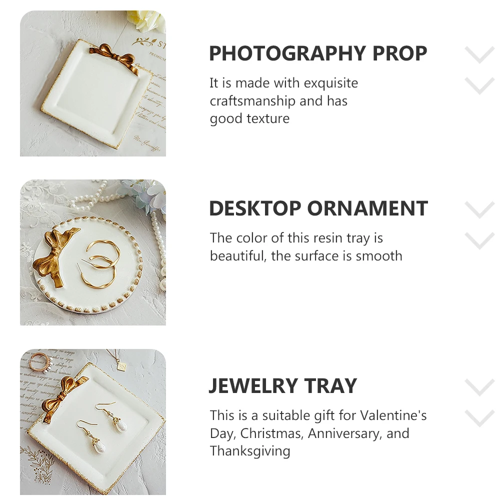 

2pcs Jewelry Holder Dish Unique Resin Design Durable Photo Props Earring Display Tray Desktop Ornament Home Decoration