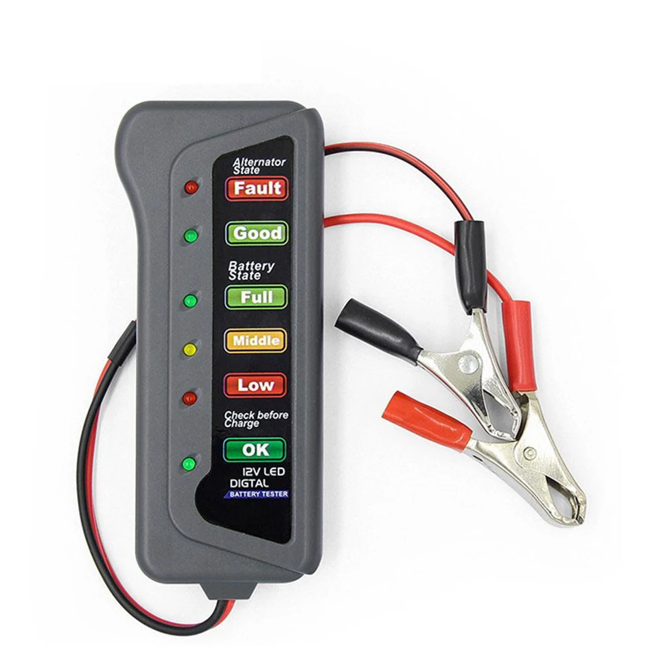 12V Auto Digital Battery Tester Alternator 6 LED Light for Cars and Motorcycle Auto Diagnostic Tool LS-8