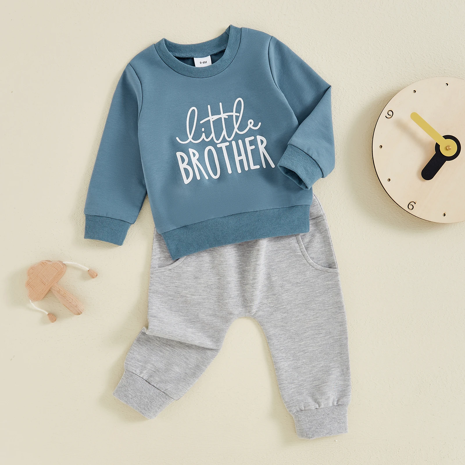 Tregren Toddler Baby Boy Fall Clothes Letter Print Long Sleeve Sweatshirt and Elastic Pants 2 Piece Track Suit Fall Outfits