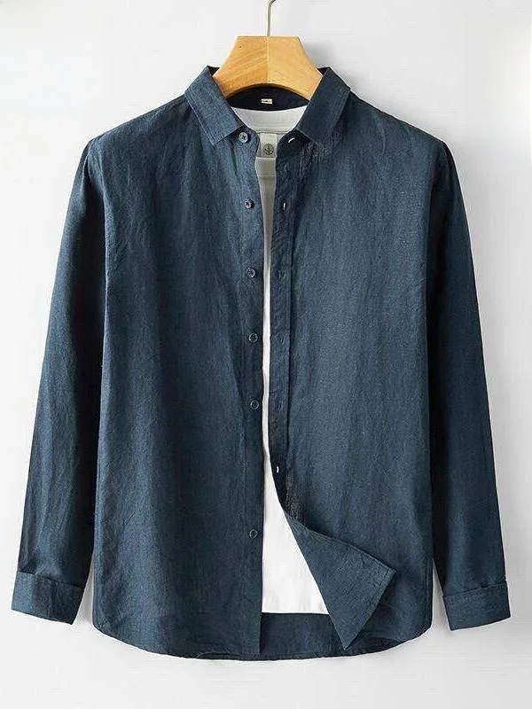 

Men's Linen Shirt Long Sleeve Thin Loose Casual Lightweight Breathable Cotton Linen Material Sun Protection Outerwear