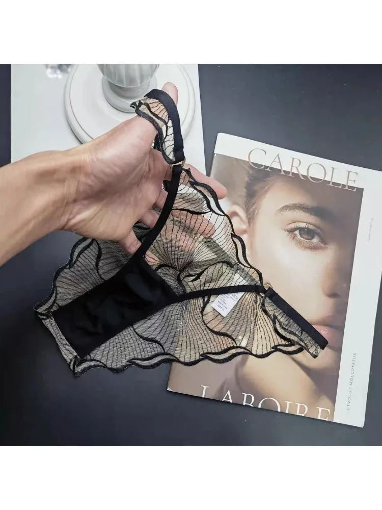French Lace Sexy Women's Panties Ultra Thin Sheer Low Waisted Triangle Briefs for Luxury Date Seductive Pure Alluring Underwear
