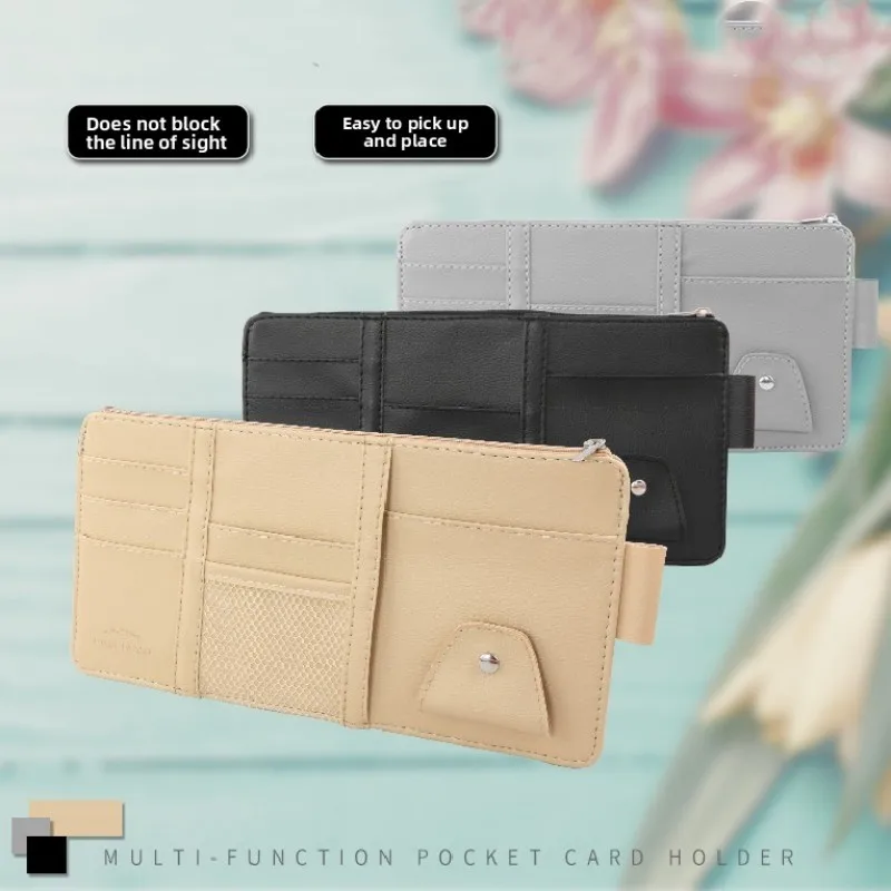 

Car Sun Visor Clip Organizer Box,Zipper Storage Bag For Holding Sunglasses,Cards,Tickets Holder Convenient Practical Accessories