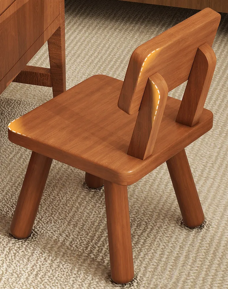 Solid Wood Robot Kids Chair, Cute Cartoon Design, Non-Slip Thick Legs, Eco-Friendly Finish
