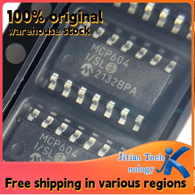 10 peças MCP604T-I/sl MCP604-I/sl 100% novo amplificador operacional quad sop14 chip ic bem-vindo ao comprar