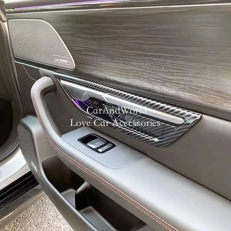 

For XPENG P7 P7i 2020-2024 Interior Door Handle Bowl Frame Cover Trims ABS Carbon Fiber Car Moulding Accessories