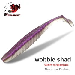 ESFISHING Slow Sinking fishing lure Wobble Shad 90mm 5g 6pcs Bass Manufacture Peasa Topwater Baits for Pike Bass