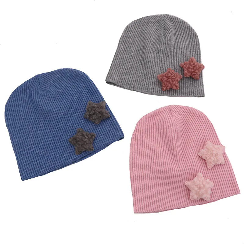 

Soft Baby Boy star Ribbed hat knitted beanie Hats Spring Winter Girls Kids Toddler Skullies Caps Newborn Photography Props