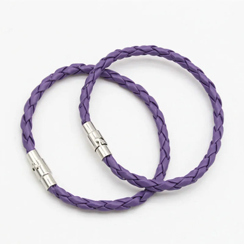 1Pc Women PU Braided Leather Bracelet Cord with Magnetic Clasp 6mm 20cm Mixed Colors DIY Men Jewelry Bracelets