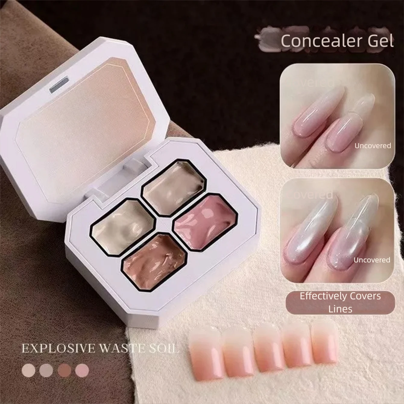 2026 Autumn/Winter New 4-Grid Cushion Tap-Tap Concealer — Custom Nude Skin Tone, Free-Line Blending