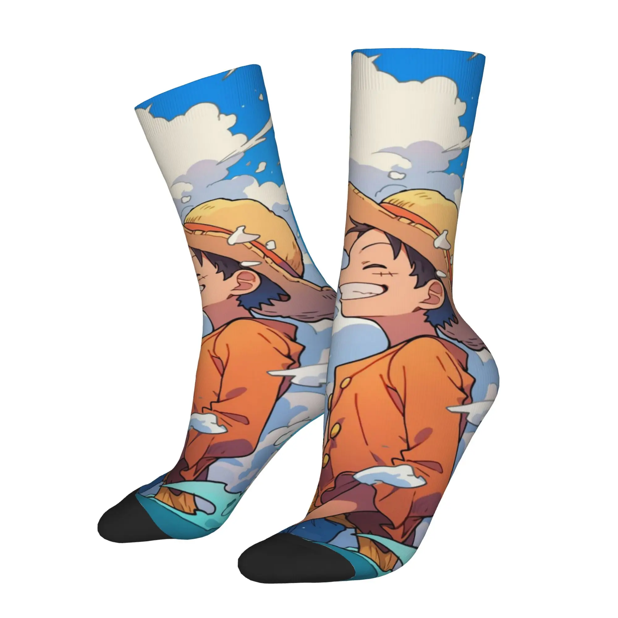 1 Pair Funny Sock One Piece Anime Legends Rock Quality Pattern Printed Men Socks Casual Men's Socks