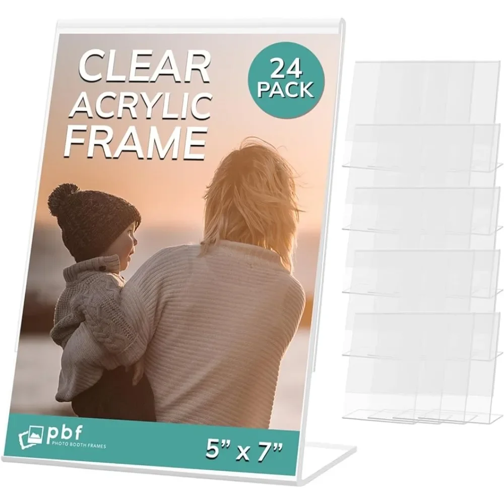 

5x7 Acrylic Sign Holder | 5 X 7 Vertical Stand Up Slanted Sign Holder|Acrylic Stands for Display |Clear Picture Frame,Menu Table