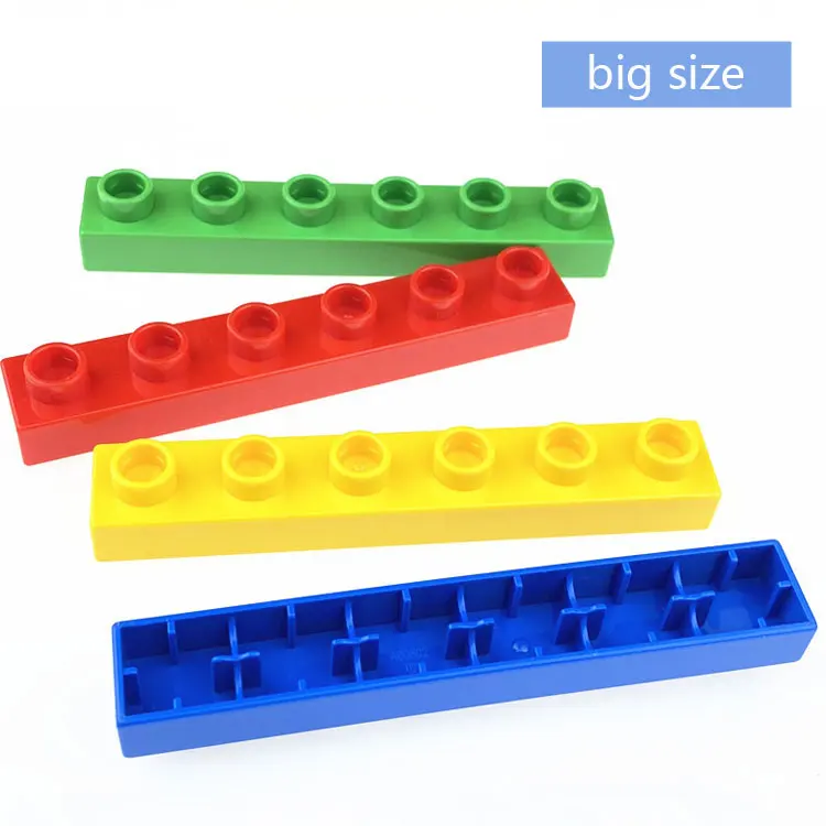 Big Size Block Thin Brick 1x6 10pcs/lot Education Building Blocks Compatible with Duplo Bricks Plastic Toys for Children