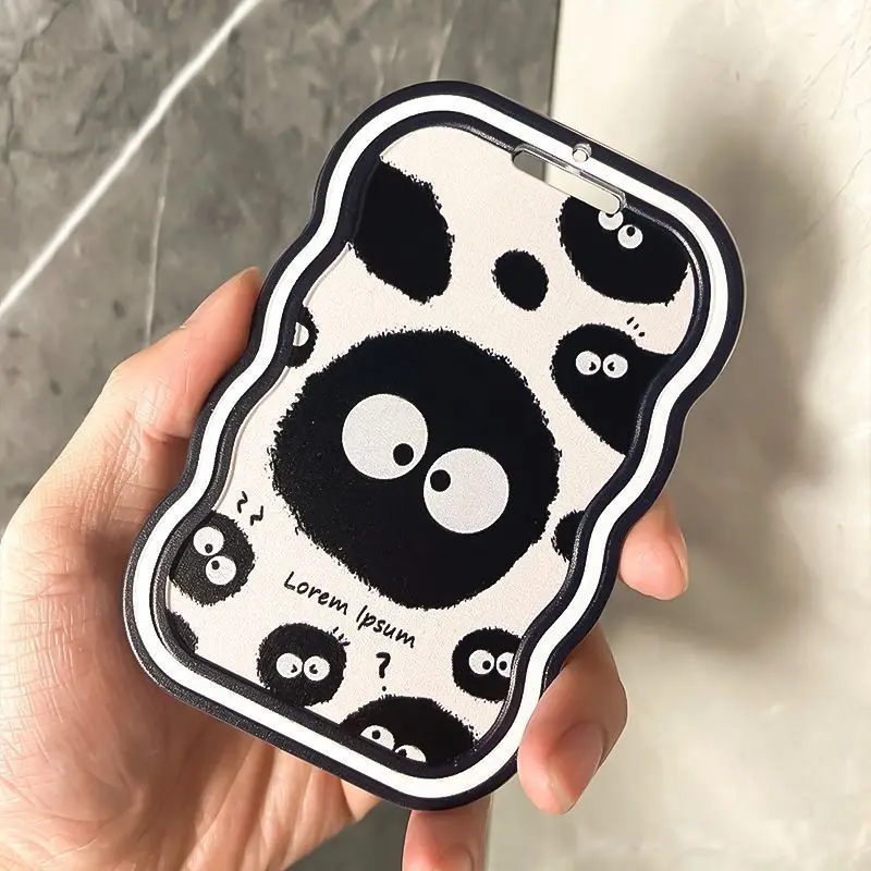 Держатель для карт с узором угольного шара, с подвеской из пружинной веревки, индивидуальный дизайн для удобной переноски, хранилище для фотокарт Idol, хранилище для автобусных и карт доступа, милый аксессуар для ежедневных путешествий