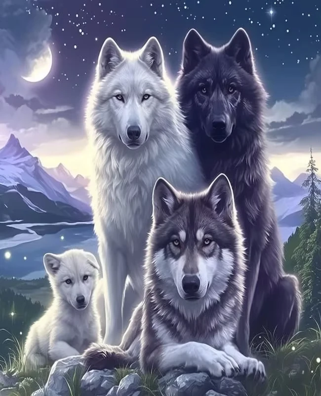 

Four Wolves Animals 500/1000/1200/2000 PCS Jigsaw Puzzles Family Activity Games for Gameroom Bedroom Gifts Home Decor