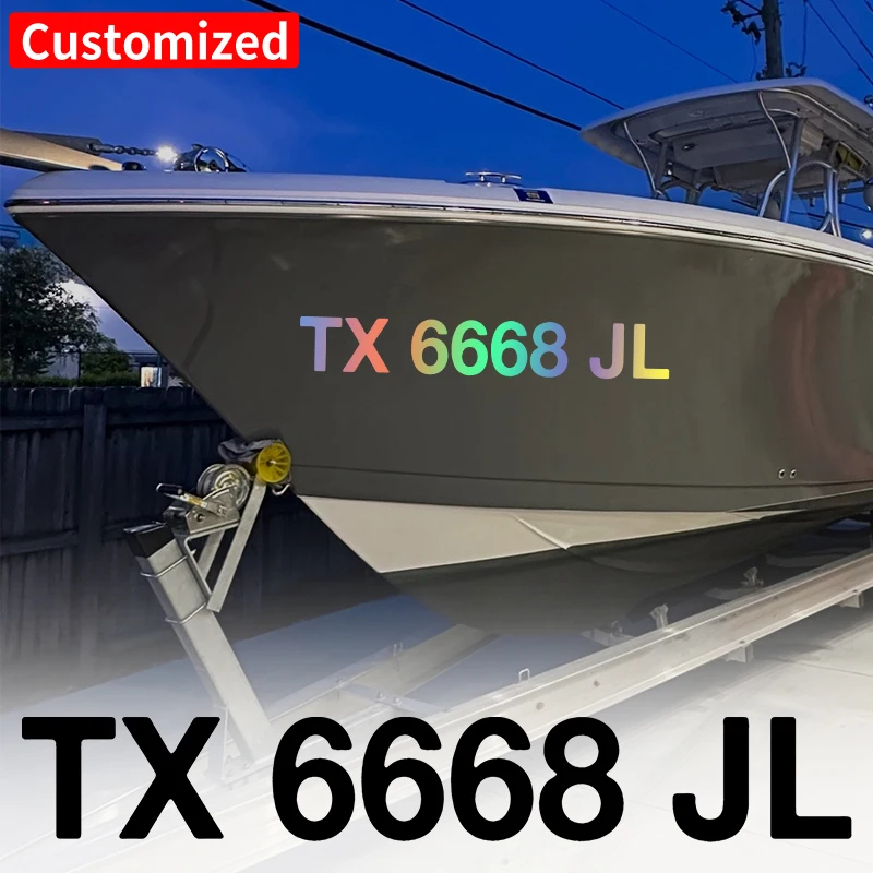 2PCS/Sheet Custom Vessel Registration Number Boat Stickers Waterproof DIY Yacht Motorboats Kayaks Car Self-adhesive Vinyl Decals