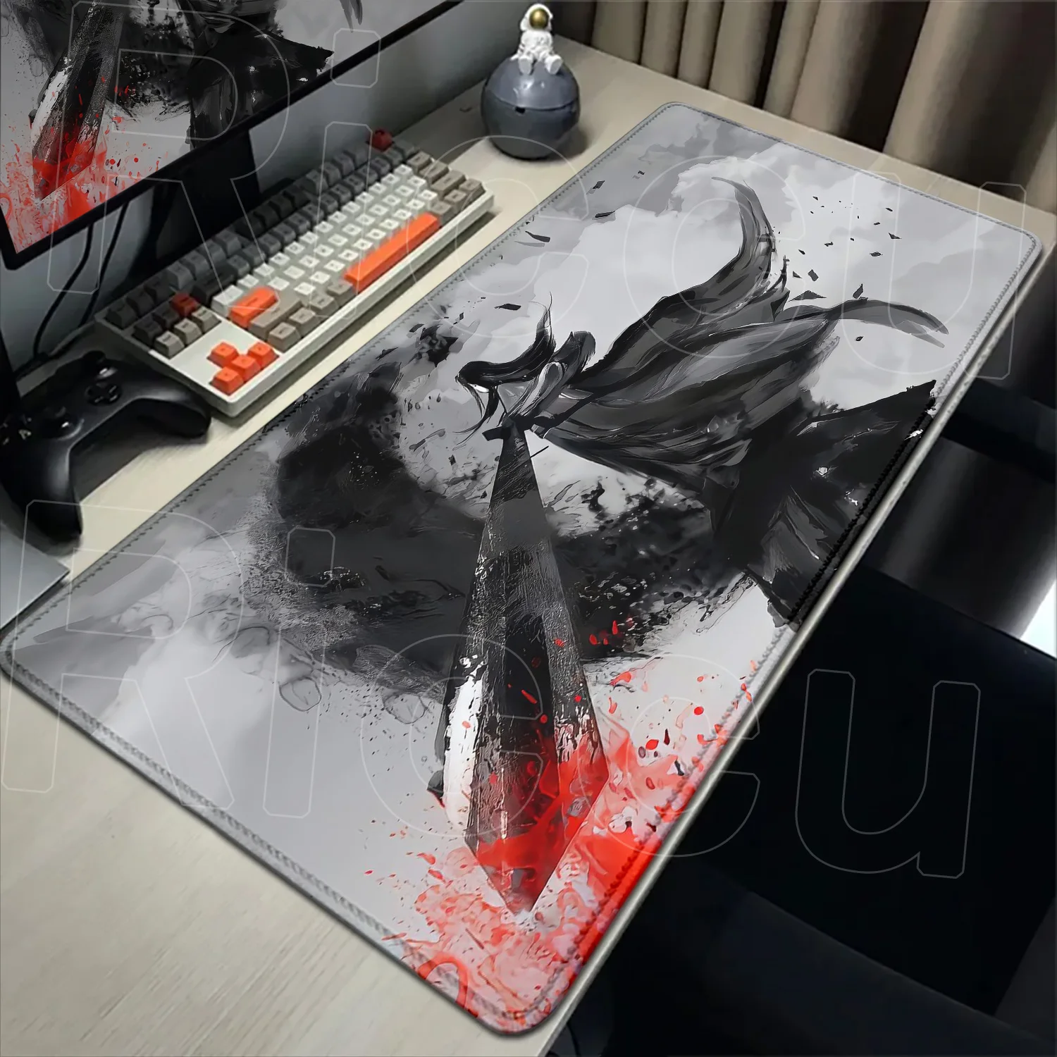 

Swordsman Black Ink White Samurai Warrior hero Mouse Pad accessories Gamer Keyboard Table carpet Office Gaming Laptop Desk Mat