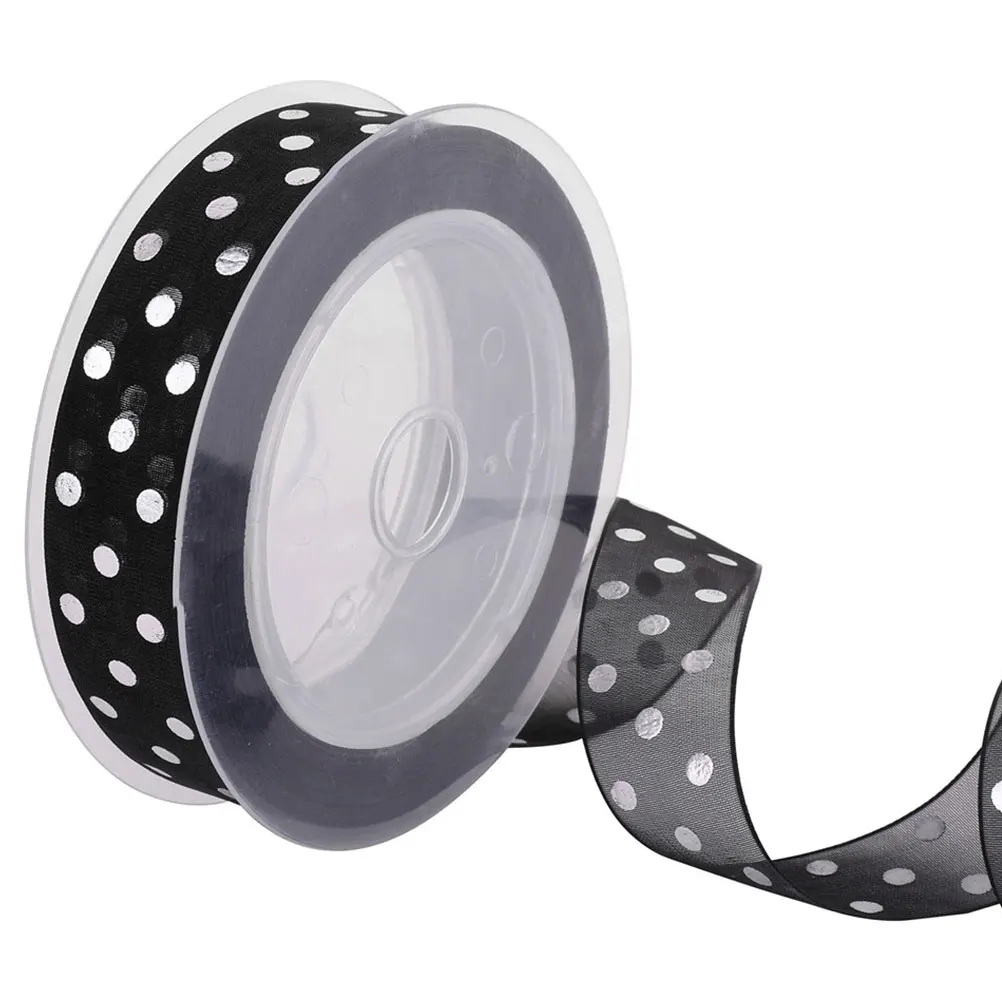 

Wedding Ribbon Organza Dotted Packaging Ribbons Wrapping Black Glitter