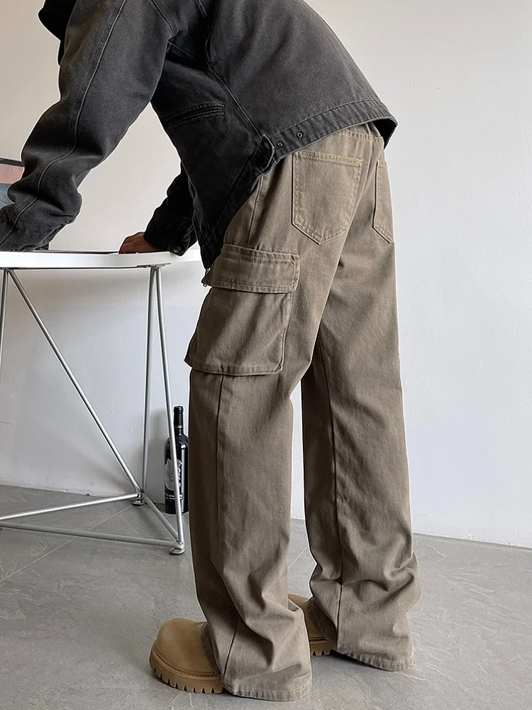 

Wukong Has Sto New Waed American Multi-ket Work Pants Men's Retro Loose Straight Leg Micro Flare Casual Long Pants