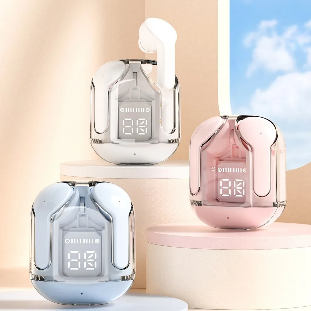 기존 T2 무선 블루투스 이어폰, 투명 HIFI 헤드폰, LED 전원 디지털 디스플레이, Xiaomi 용 스테레오 사운드 이어폰