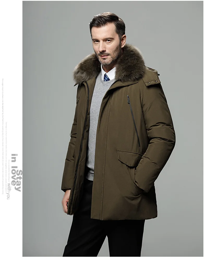 Canada Fashion Winter Jacket for Men Down Coat Parkas Men's White Goose Down Jacket Puffer Padding Detachable Fur Collar HYX0018