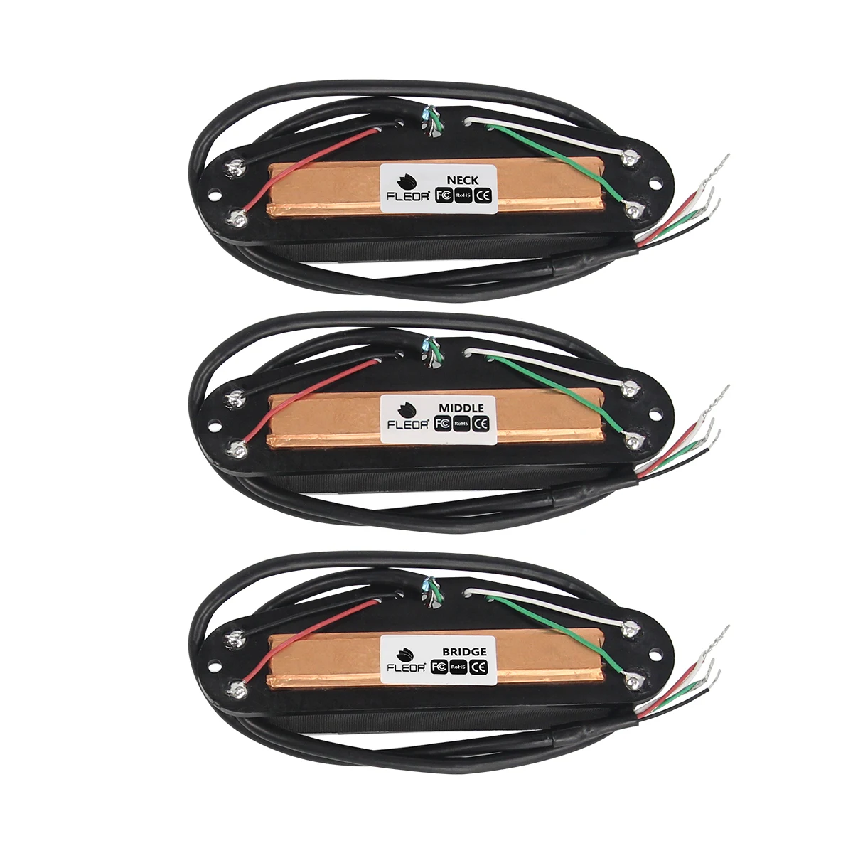 FLEOR 3PCS Black Single Coil Sized Guitar Hot Dual Rails Pickups Ceramic For ST Electric Guitar Parts