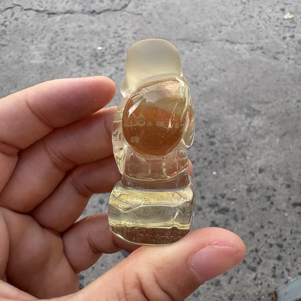 Custom Handcrafted Natural Citrine Laughing Buddha Figurine - Gemstone Buddha Statue Tabletop Decor for Healing view 3