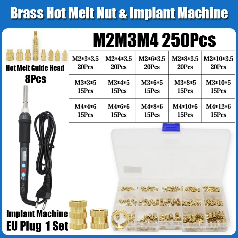 Bis zu 1459p einstellbare Temperatur elektrischer Lötkolben Wärme satz Messing einsatz Mutter Gewinde einsätze Heiß schmelze gerändelte Kupfer muttern – Detail 13