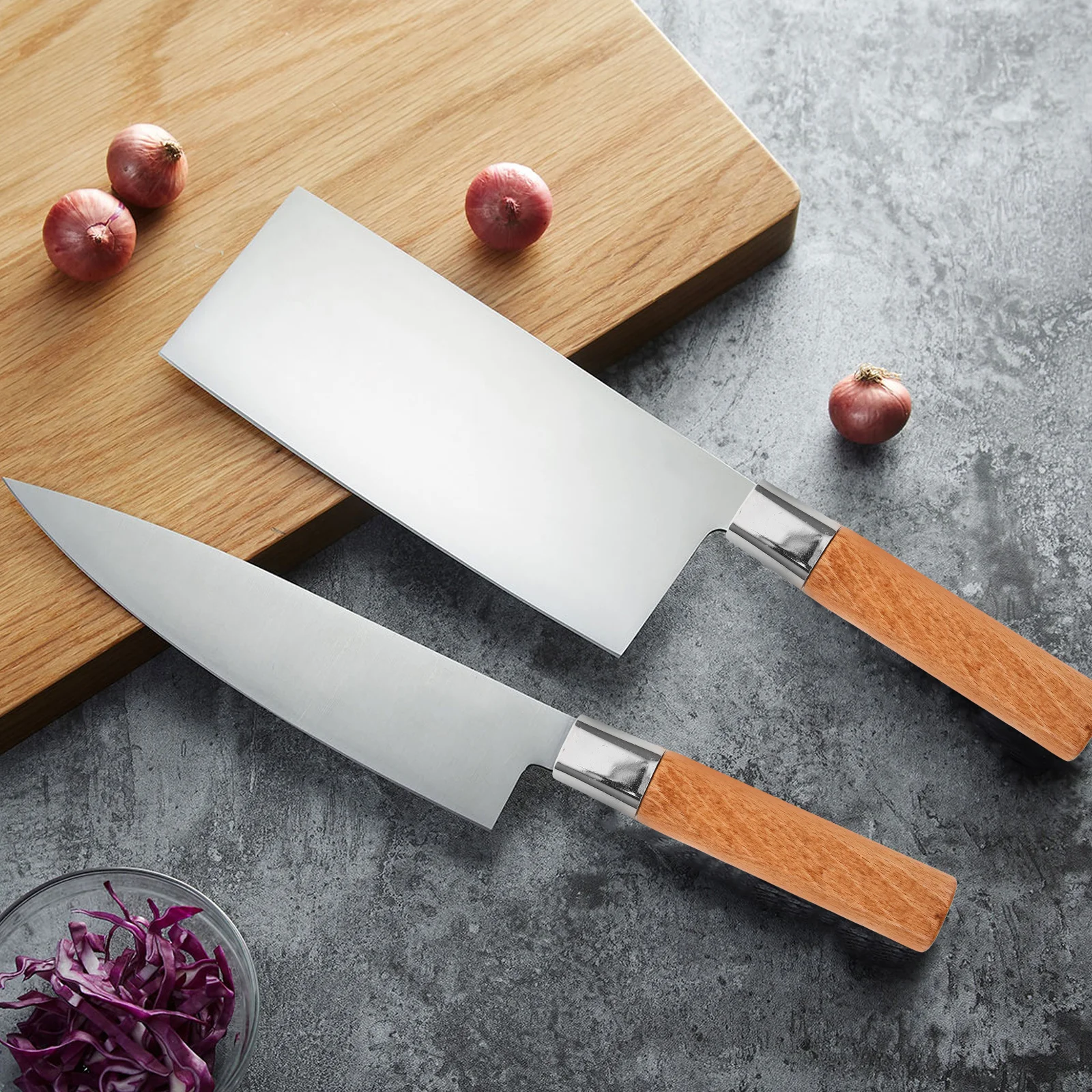 

Wooden Iron Knife Handle Replacement DIY Kitchen Cutter Ergonomic Grip Long-Lasting Wood Handle for Knife Repair