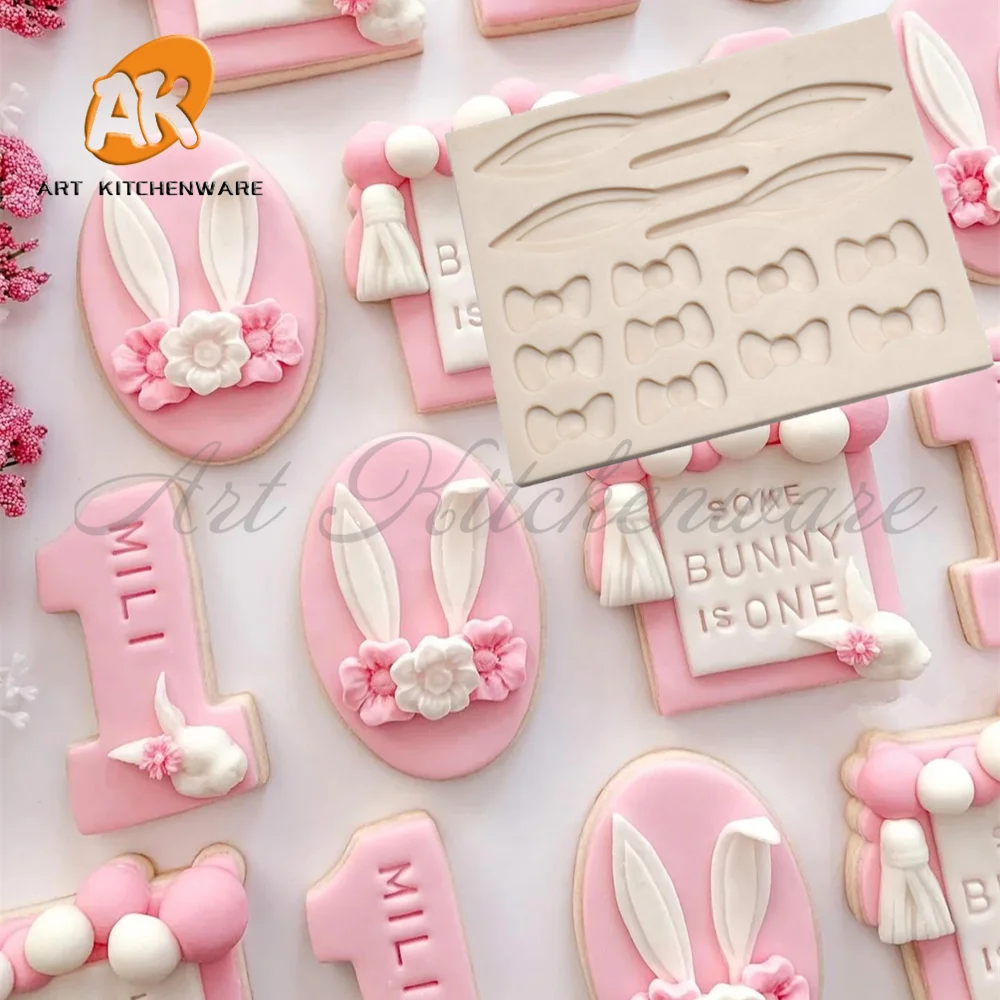 Bunny Ears  Bow Tie Silicone Mold Cake Decorating Fondant Mold Mousse Cake  Decorating Tool  Kitchen Pastry Supplies