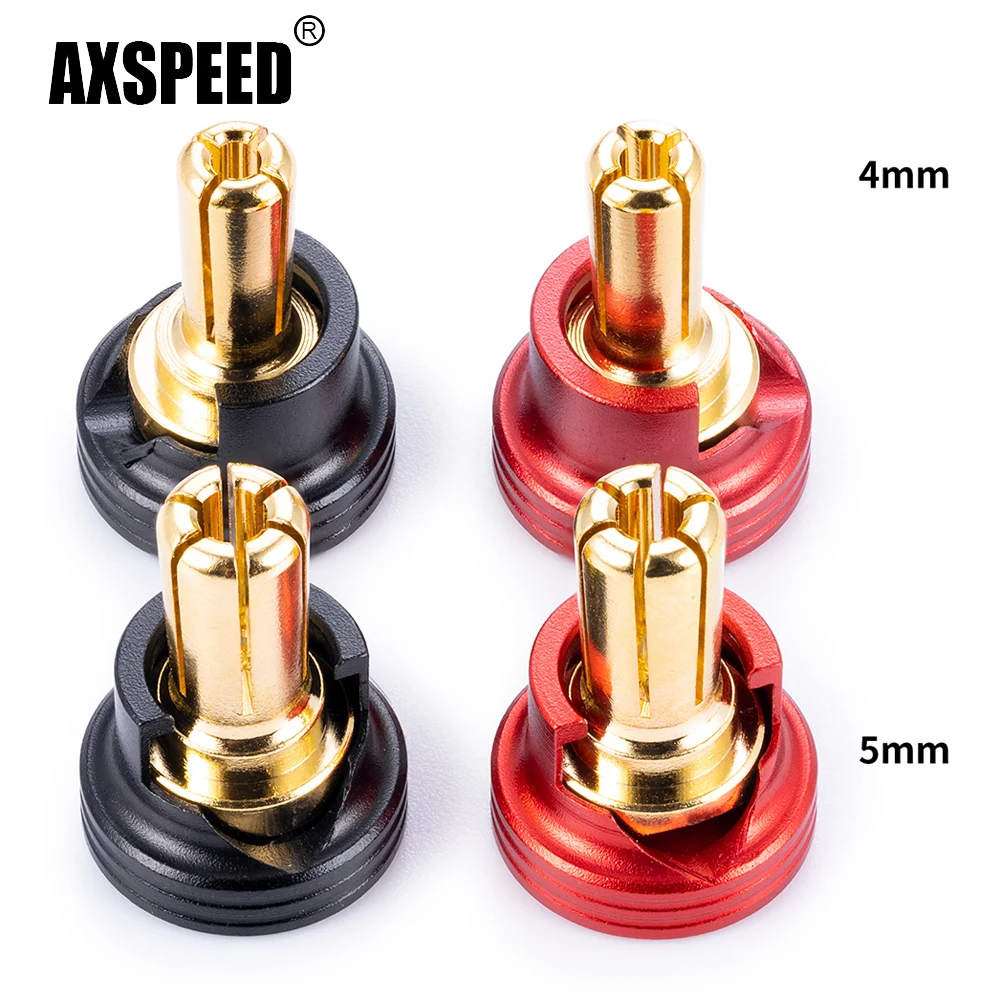 AXSPEED 4.0mm/5.0mm mosiężna wtyczka bananowa RC Car Lip złącze akumulatora z metalowym radiatorem do modeli samochodów RC
