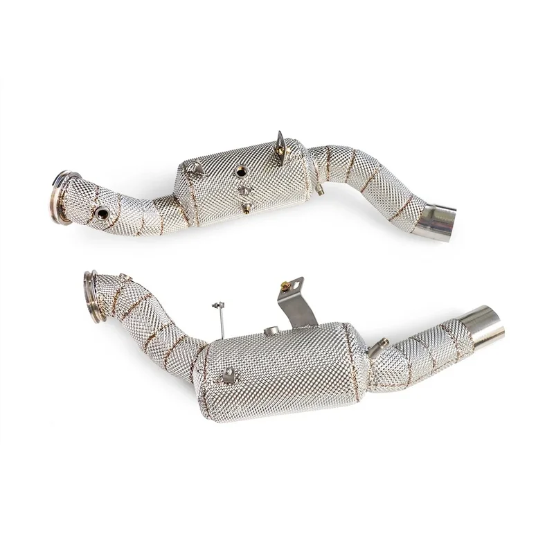 Insulated SS304 Exhaust Downpipe Front Pipe with Heat Shield Fit for Maserati Quattroporte 3.0T 2020-2023 Performance