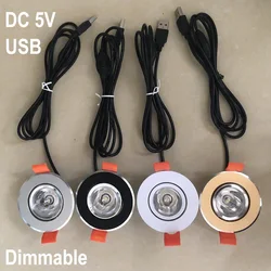 USB 5V Ceiling Led Downlight Dimmable 1W 3W Mini Spot Light Cutout 50mm Recessed Spotlight Jewelry Wine Cabinet Counter Showcase