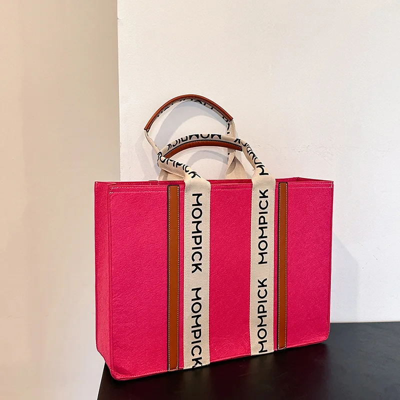 

2026 Designer Patchwork Felt Tote Bag, Spacious Top-Handle Shoulder Bag for Women, Trendy Oversized Shopper