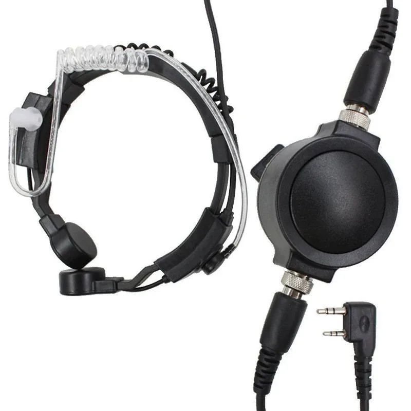 Tactical Throat Mic Headset NATO Round Big PTT Earpiece Fit UV-5R UV-82 888S Two Way Radio K Plug