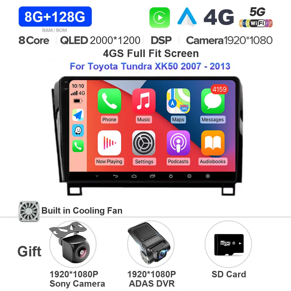 Android 15 Voor Toyota Tundra XK50 2007-2013 Sequoia XK60 2008-2017 Carplay Auto Radio Multimedia Video speler 5G WIFI