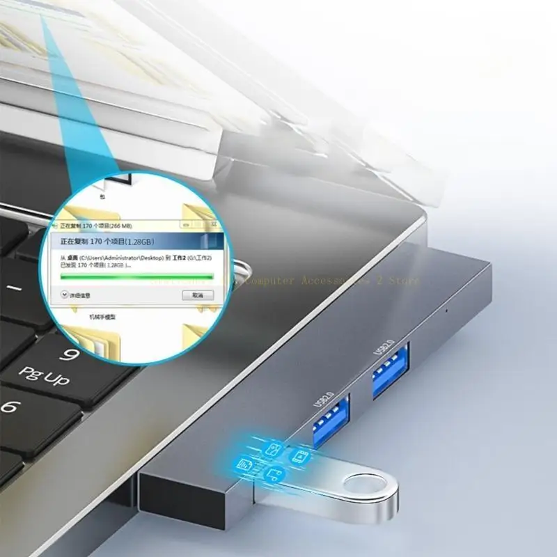 

USB Hub 3 Порты Порты Алюминиевый сплав USB Hub 2.0 Расширенный тип C/USB Splitter