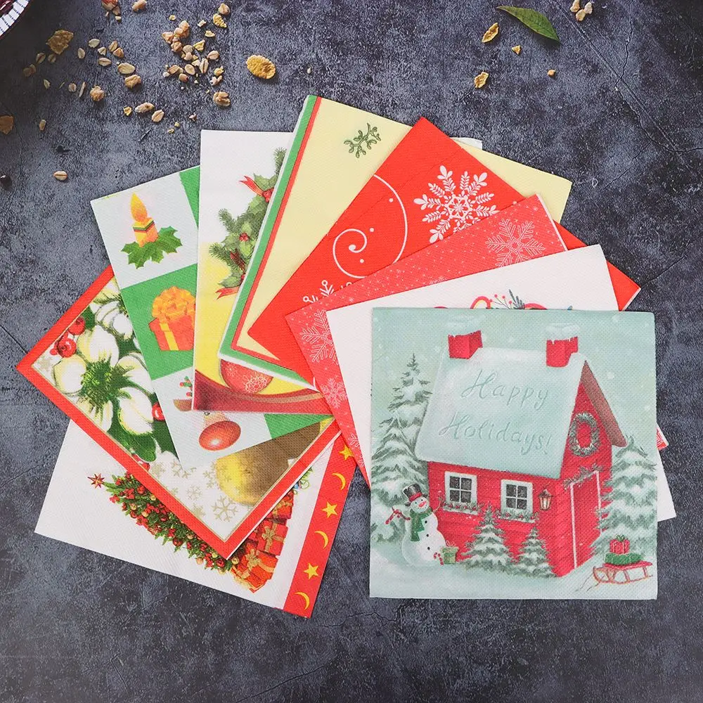 المتاح حفلة عيد الميلاد المائدة ، المناديل الورقية ، نمط المطبوعة المنديل ، عيد الميلاد وحفلة السنة الجديدة ، 20 قطعة للحزمة الواحدة