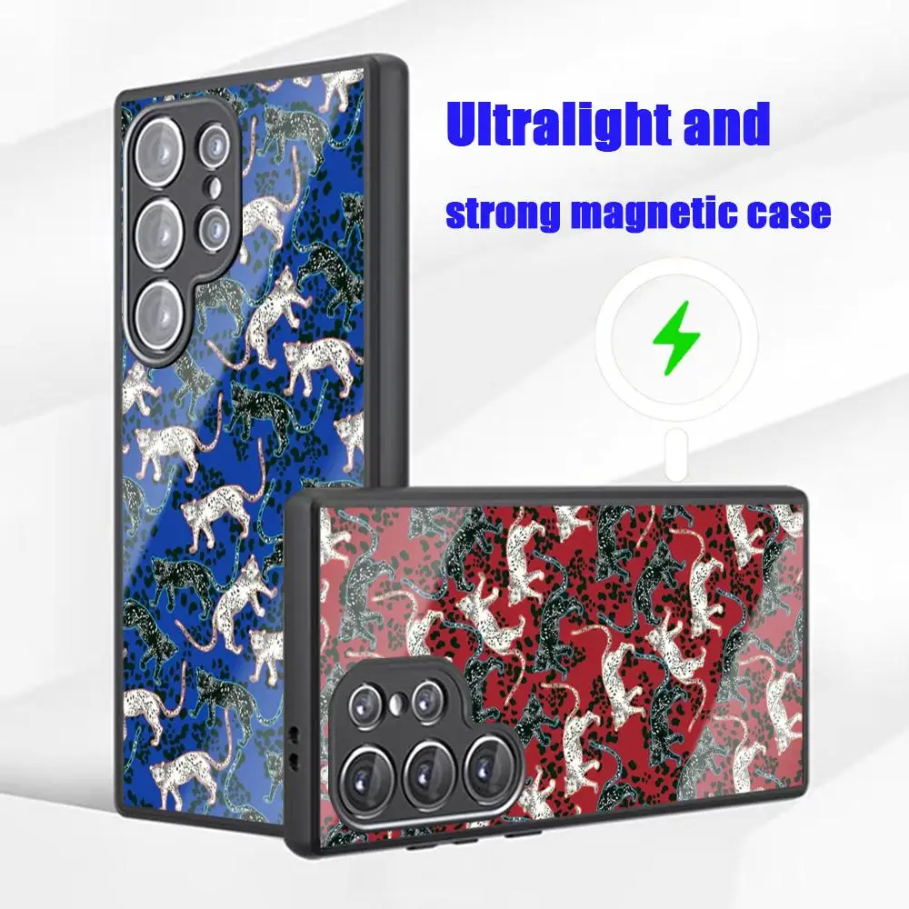 Fashion trend L-LeopardES print Phone Case For Samsung S26 S25 S24 S23 S22 S21 S20 Plus Ultra Fold A Glass Magnetic Case