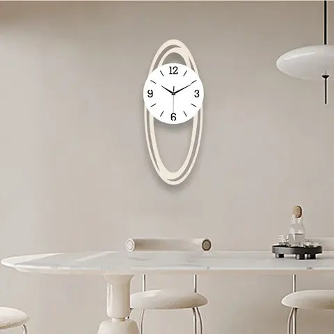 Oval modern minimalist wall clock with modern art style suitable for home and office coffee shop decoration