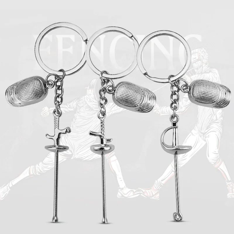 New Creative Fencing Keychain Pendant Sports Souvenir Flower Sword Sabre Heavy Sword Sports Small Pendant Key Ring Part Gift