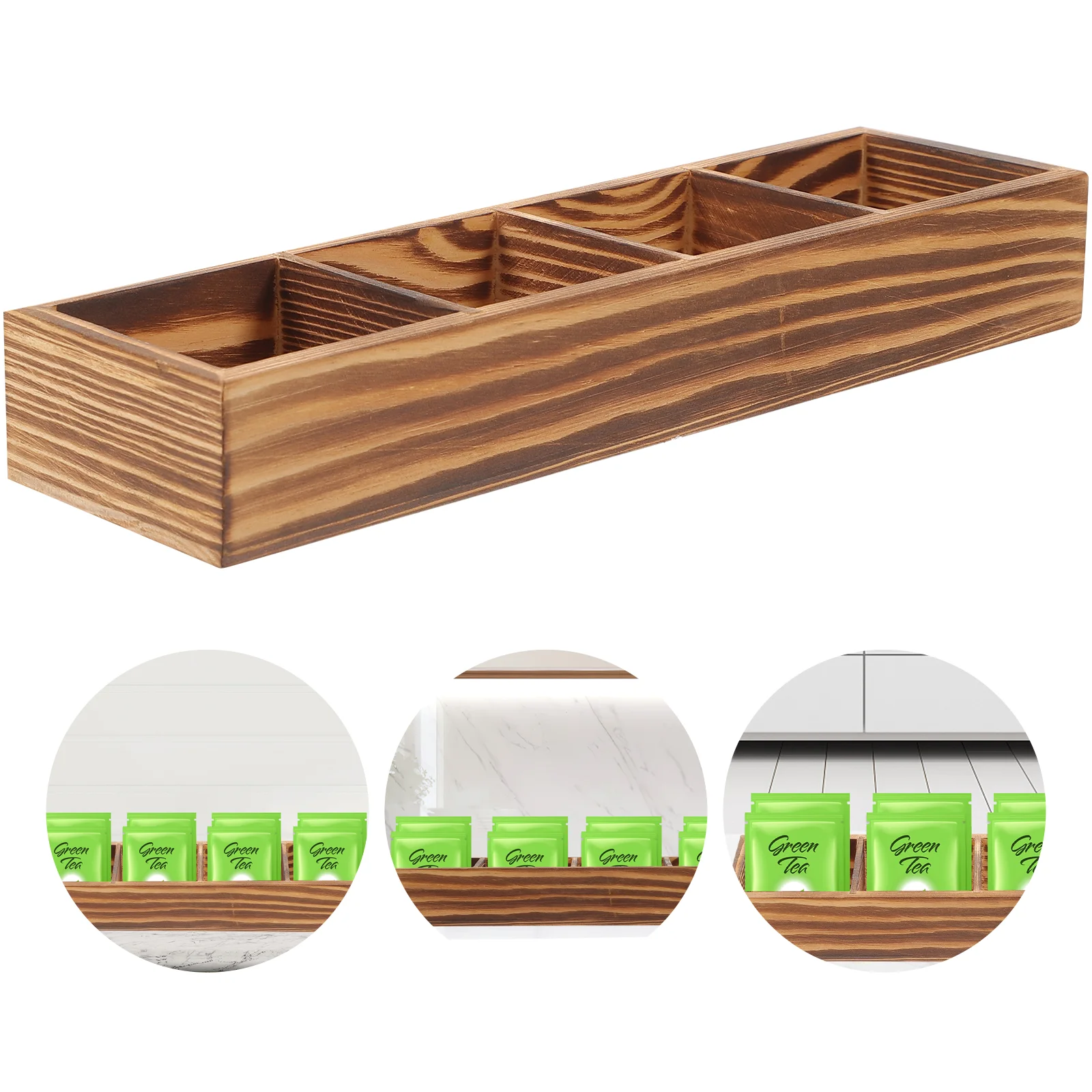 Sugar Storage Box Desktop Tea Bag Organizer Household Holder Coffee For Bar Packet Wooden Dispenser Multi-function