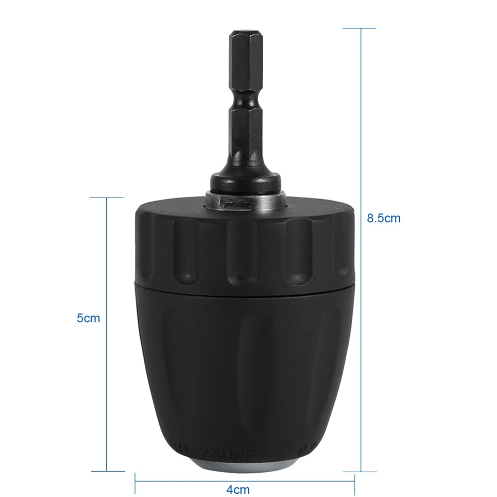 0.8-10MM Keyless Drill Chuck Conversion Tool 3/8Inch-24UNF Adapter with Hex Shank 1/4 Inch Hex Shank Quick