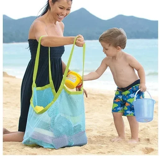 Portable Beach Bag Foldable Mesh Swimming Bag For Children Beach Toy Baskets Storage Bag Kids Outdoor Swimming Waterproof Bags