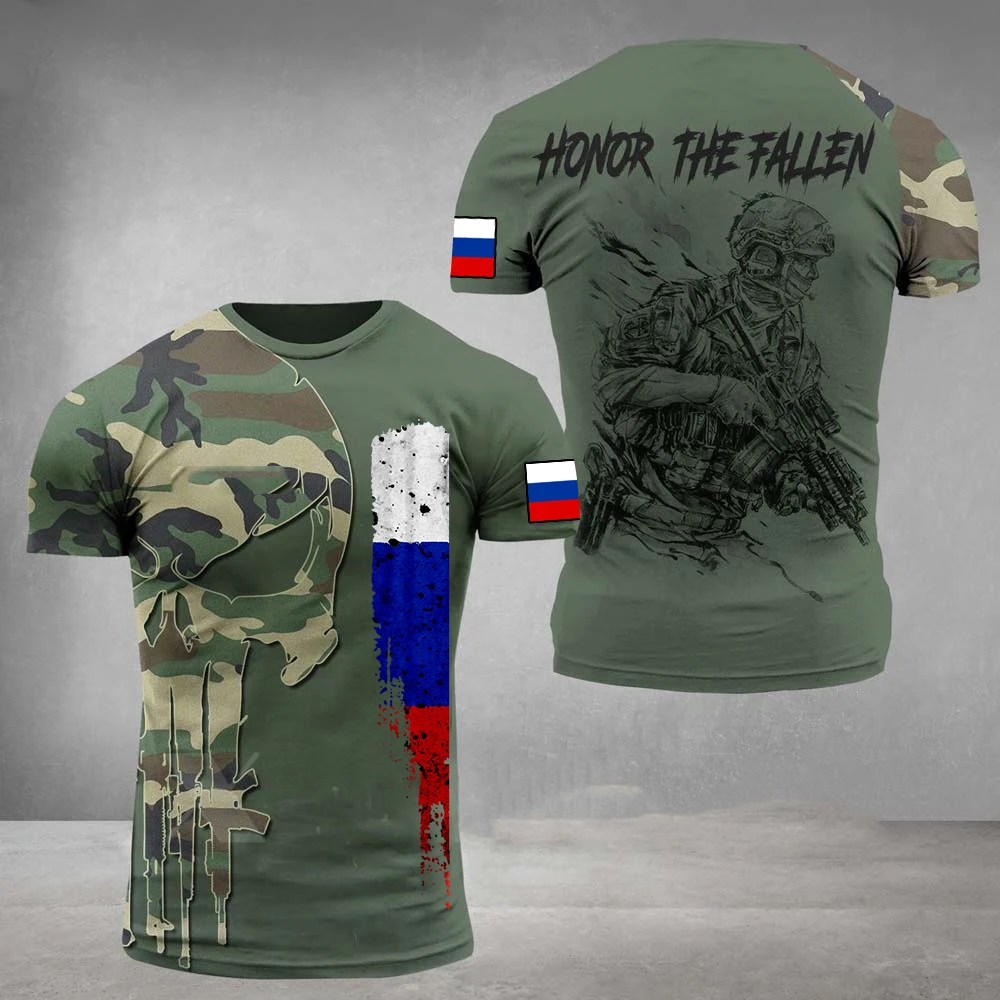 Russia Army Camouflage Men Ladies T Shirt Commando ARMY-VETERAN 3D Special Forces Short Sleeve Tactical Shirts Men\'s Clothing