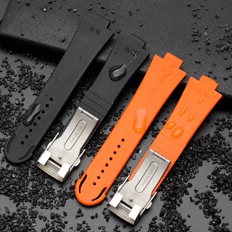 ل أوريس 7730 7740 سلسلة حزام ساعة اليد الأزرق البرتقالي 24-12 مللي متر الرجال الغوص الرياضة حزام ساعة سيليكون