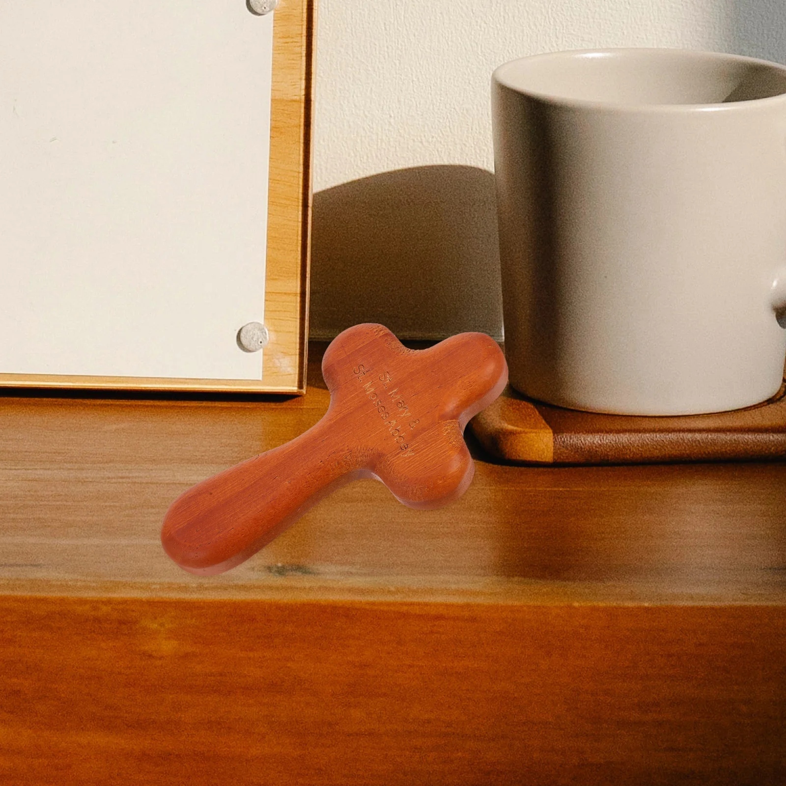 

Small Wooden Cross Decor for Tabletop Wall Shelf Display Hand Carved Cross Craft Spiritual Room Accent Vintage Style Ornament