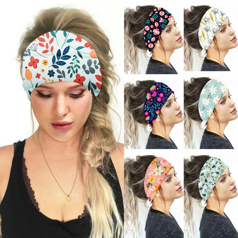 Graphic-print Stretch Wide-brimmed Headband Rustic Sports Headband Yoga Headband