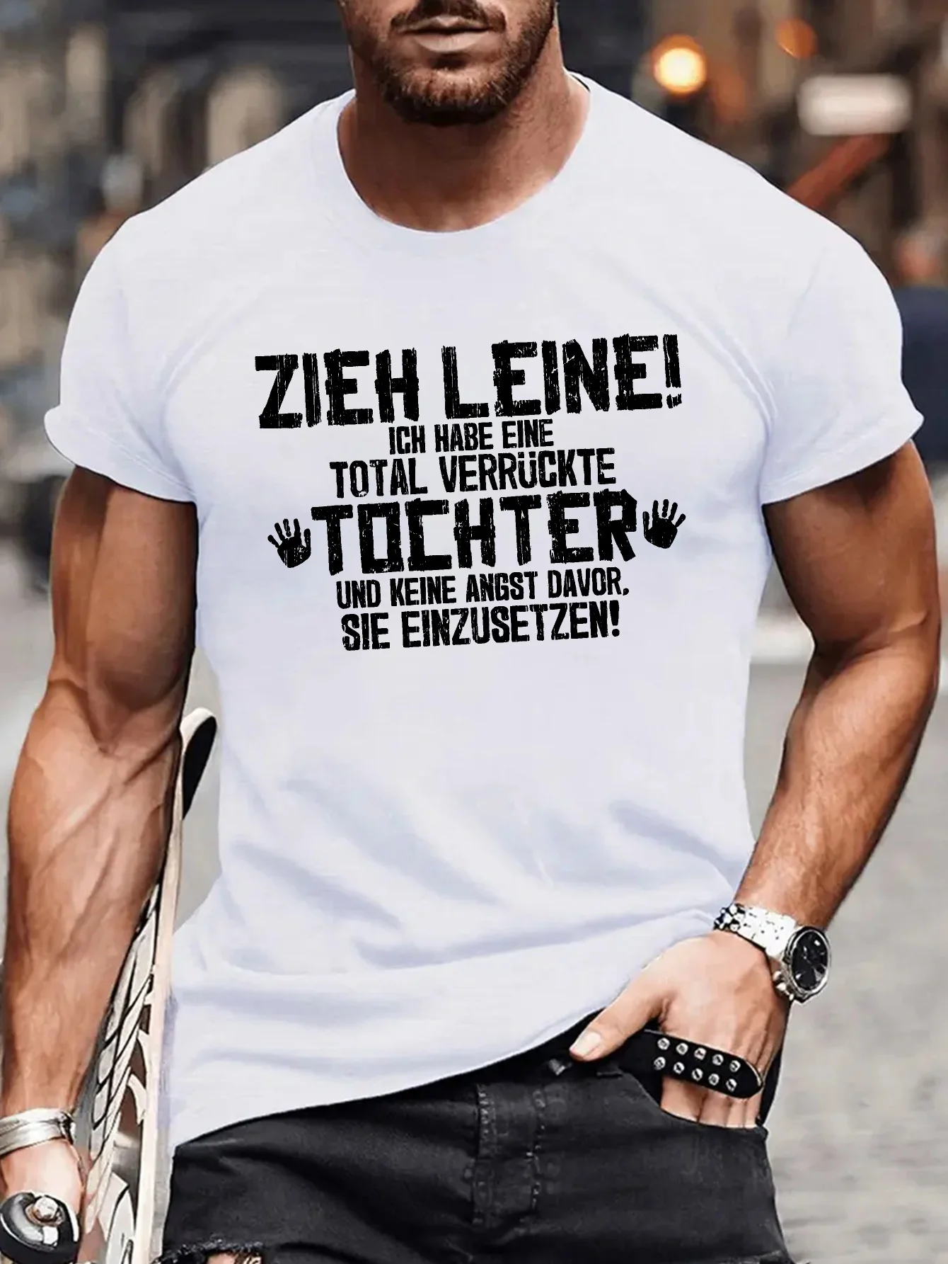 

Men's Funny Slogan T-Shirt - "I Have Totally Crazy Parenting Skills" Humor Tee Short Sleeve Summer Top with Round Neck Shirt for Dads