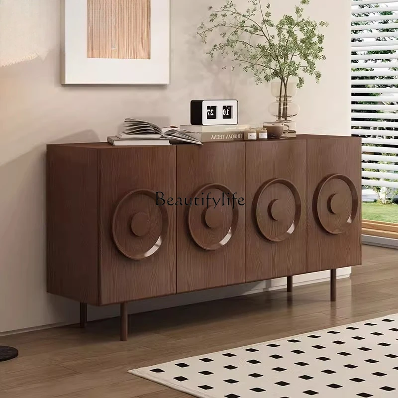 

French retro style solid wood dining side cabinet medium antique style locker shoe cabinet